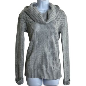 Deb Y2K Gray Metallic Cable Knit Cow! Sweater XL
